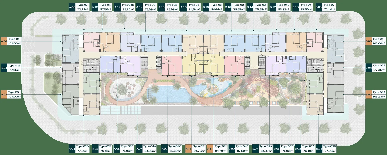 Mặt bằng tầng 17–23 - Vũng Tàu Centre Point