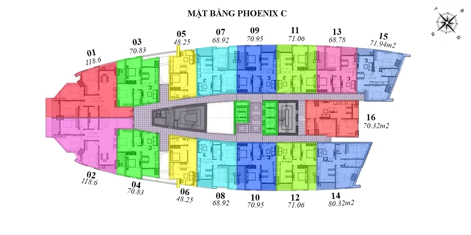 Mặt bằng căn hộ Block C - DIC Phoenix Vũng Tàu